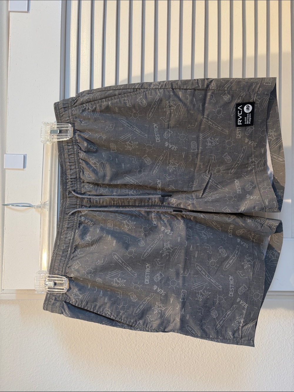 RVCA Charcoal Surf Pattern Swim Shorts